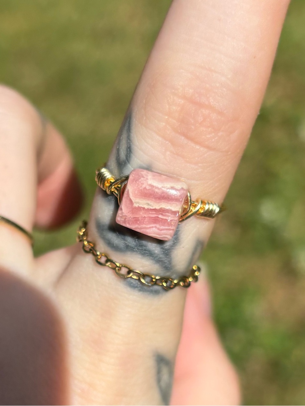 Rhodochrosite ring